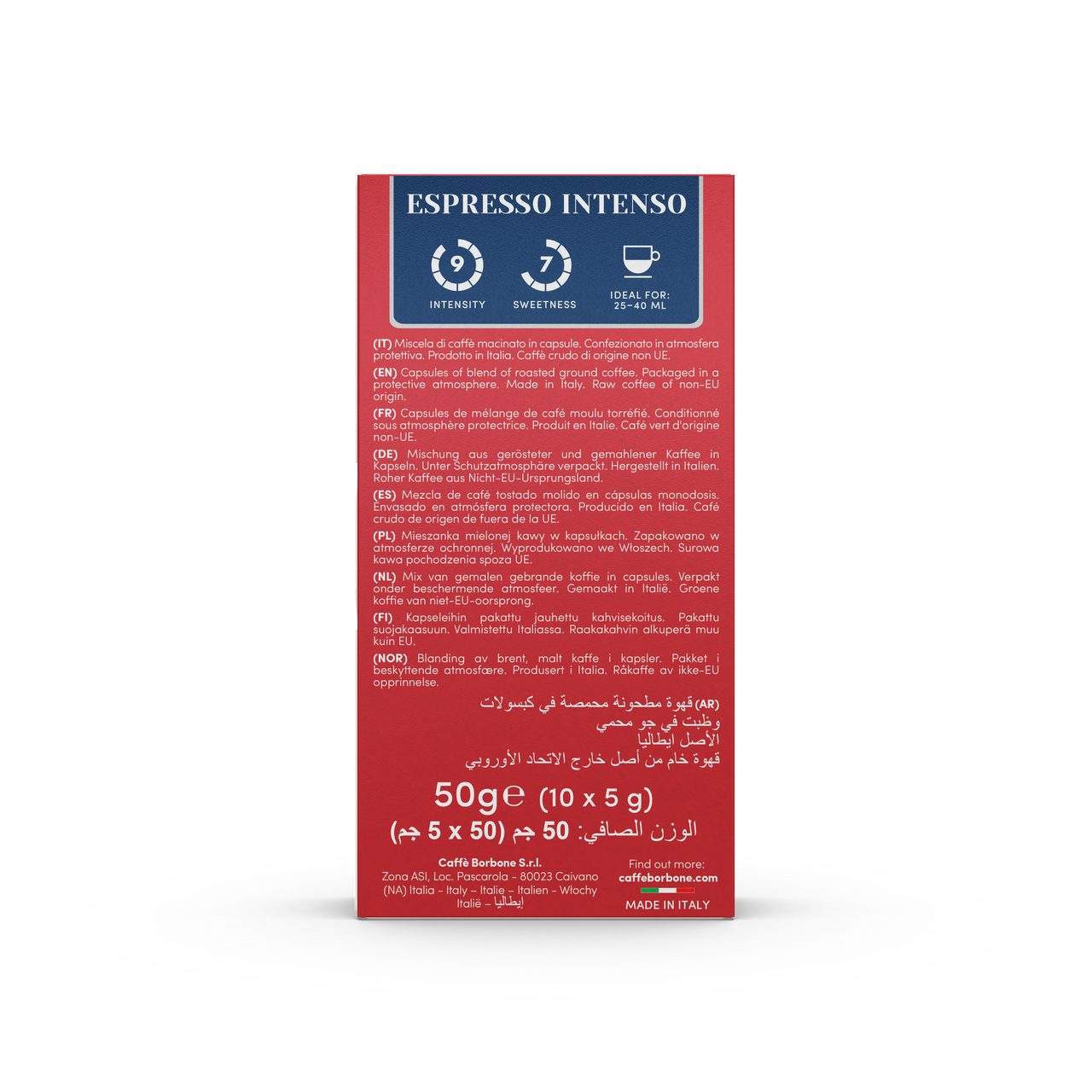 Caffe Borbone - Intenso Nespresso Capsules - 10 Aluminum Capsules/box