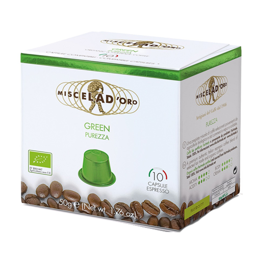 Miscela d'Oro Espresso Purezza Capsules (Green) - 10/Bag - Compatible with Nespresso® Machines
