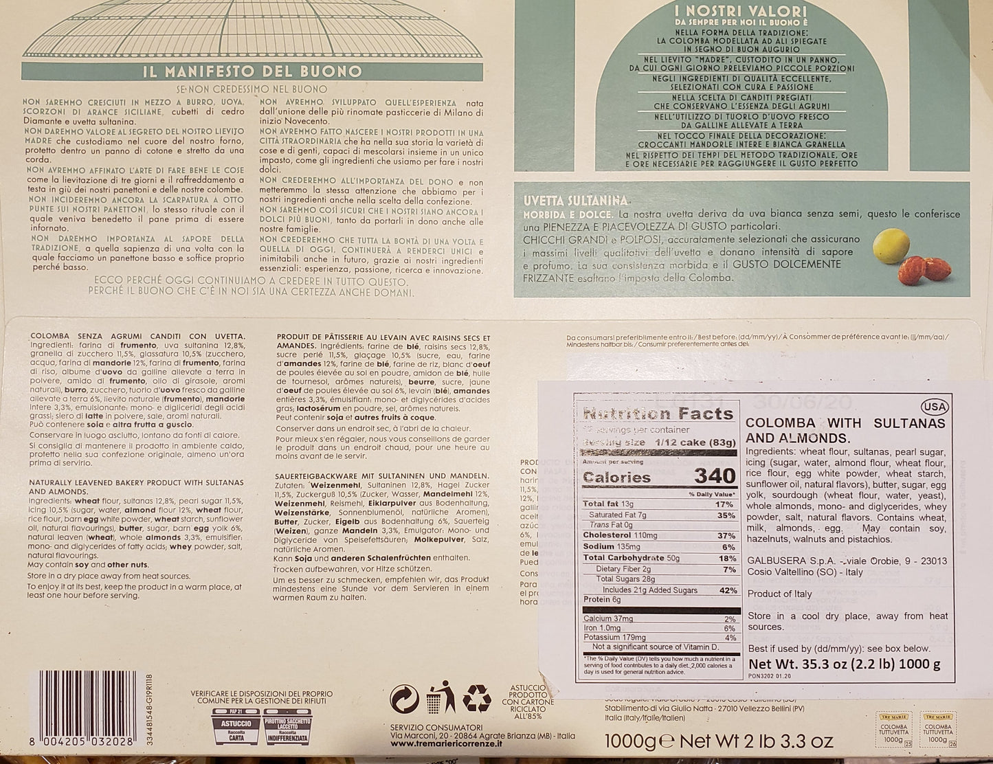 Tre Marie - La Colomba Tuttuvetta - 1000g