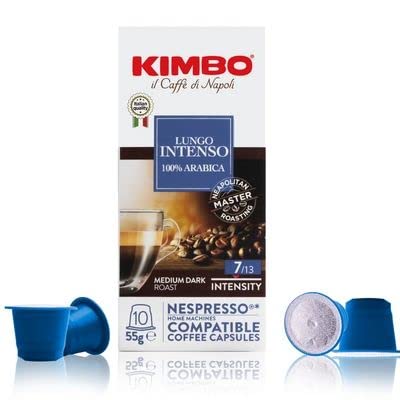 Kimbo Lungo (#7) - Espresso Capsules - 10 Capsules (Aluminum) - Compatible with Nespresso® Machines