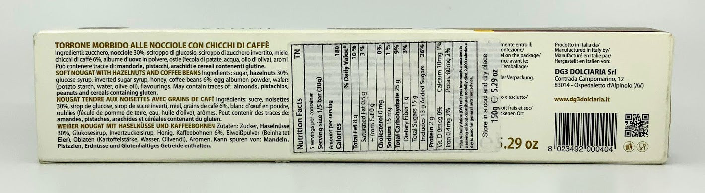 Di Gennaro - Torrone Morbido al Caffe - 150g (5.29 oz)