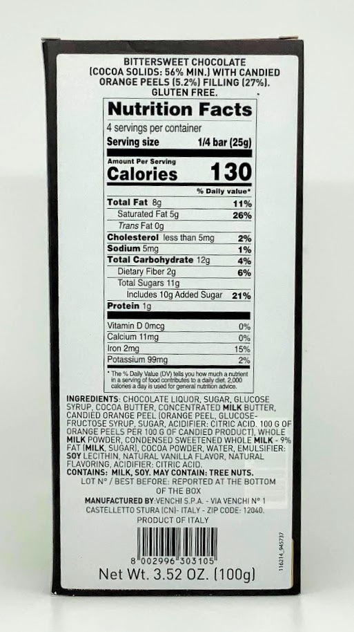 Venchi - Crema Scorzette Arancia - 100g (3.52 oz)