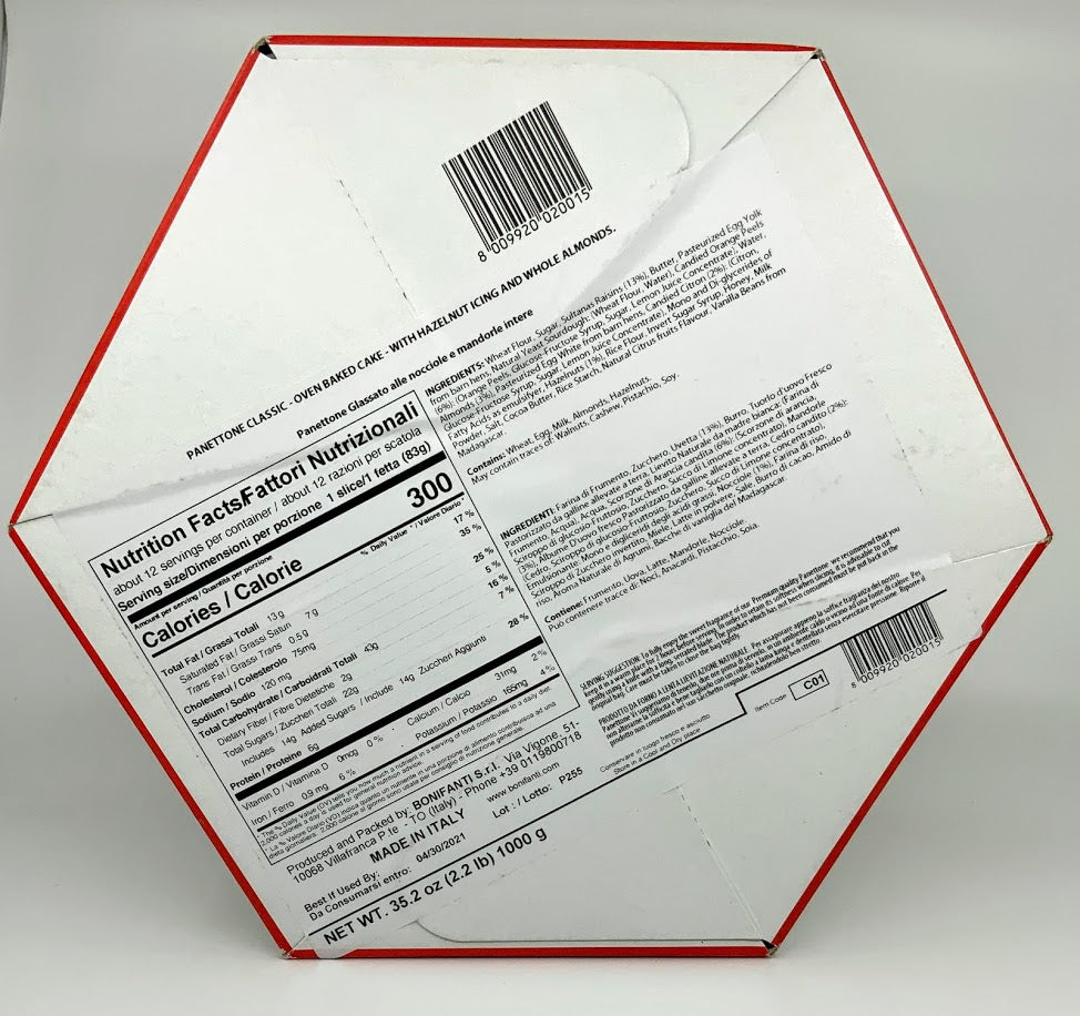 Bonifanti - Panettone Glassato Classico - With Almonds - 1000g (2.2 lbs)