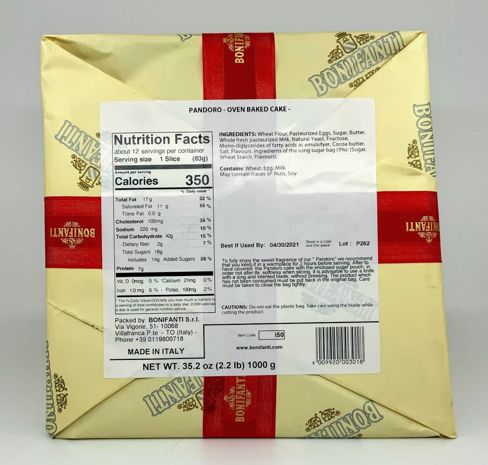 Bonifanti - Pandoro Classico Incartato - 1000g (2.2 lbs)