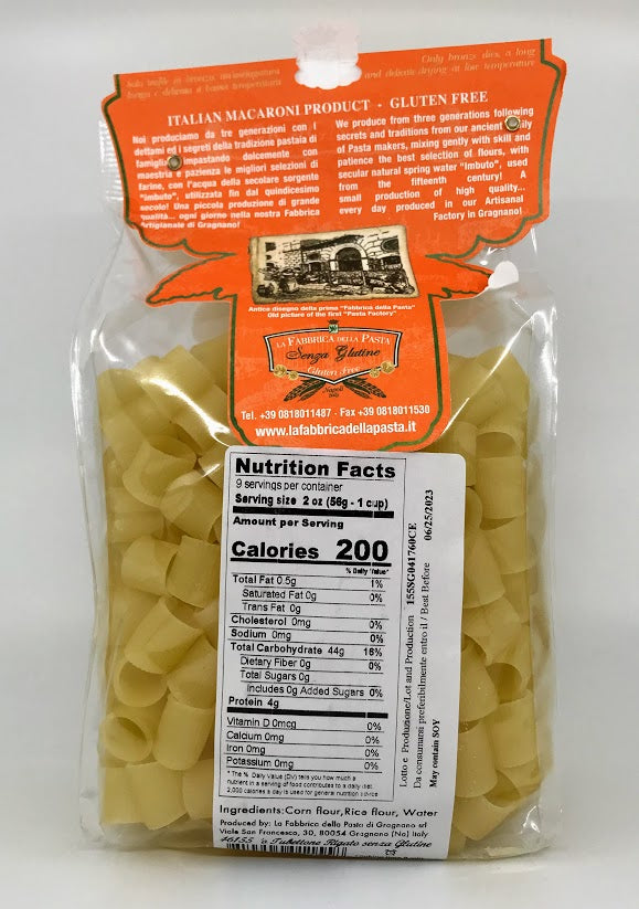 La Fabbrica Della Pasta Sensa Gultine - Gluten Free - Tubbettone Rigato - 500g (17.6 oz)