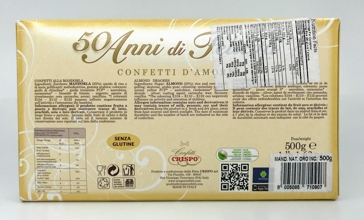 Confetti Crispo - Jordan Almonds Gold - 500g