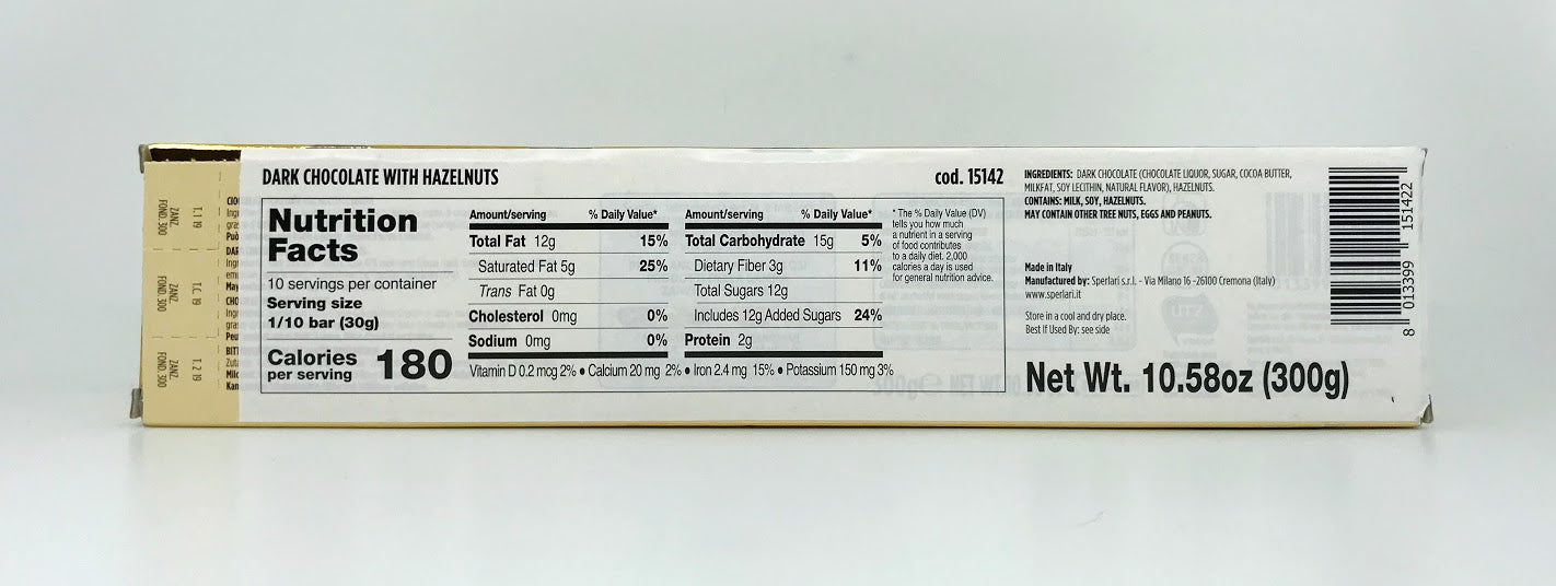 Sperlari - Torrone Zanzibar Fondente Con Nocciole - 250g (8.81 oz)