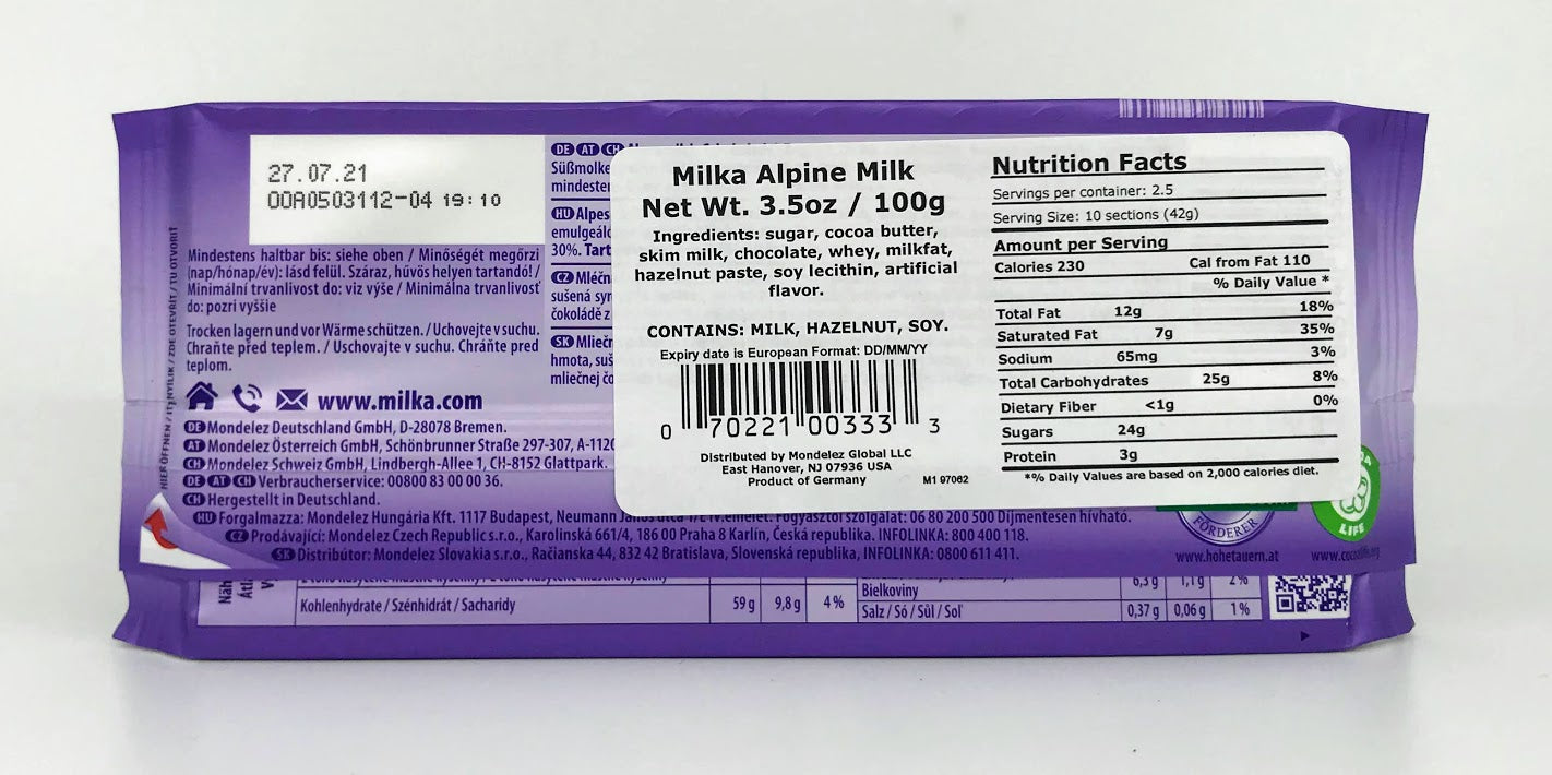Milka - Alpine Milk - 100g (3.5oz)