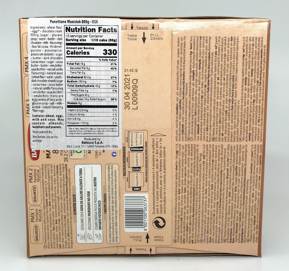 Balocco - Panettone Maxiciok - 1000g (28.2 oz)