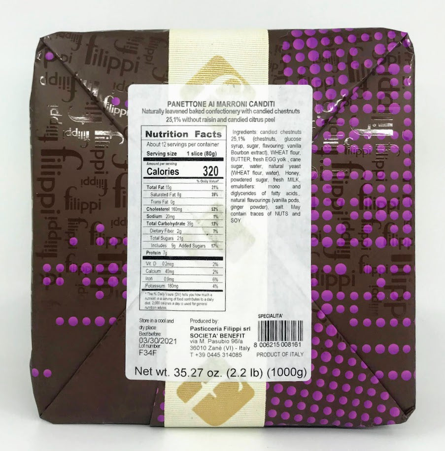 Filippi - Panettone ai Marroni (Castagne) - 1000g (35.27 oz)