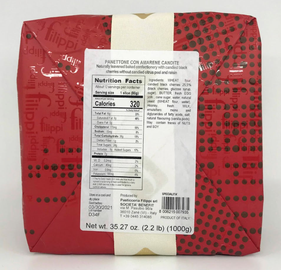 Filippi - Panettone con Amarene - 1000g (2.2 lbs)