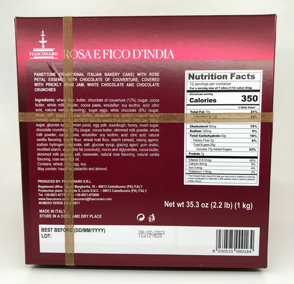 Fiasconaro - Panettone Rosa e Fico D'India - 1000g (2.2 lb)