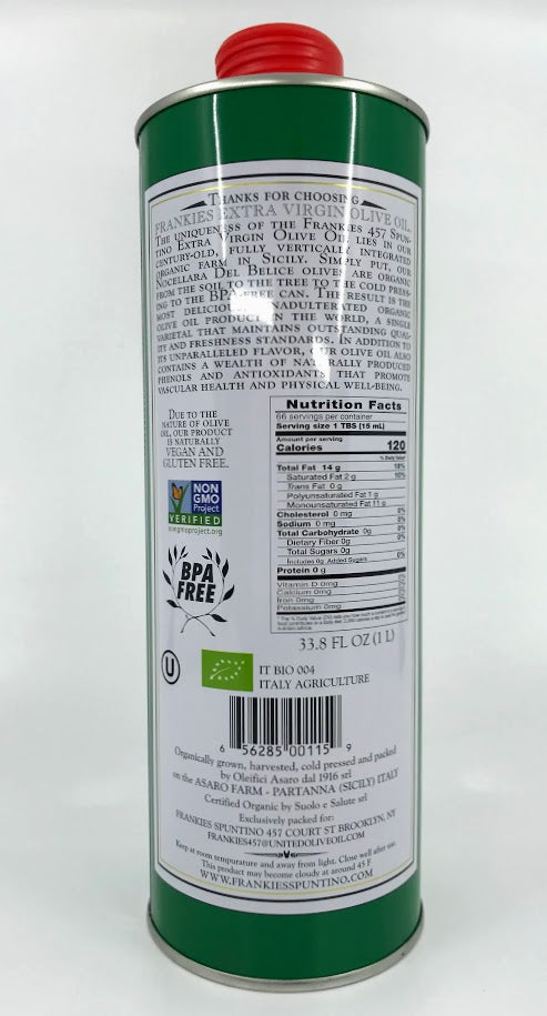 Frankies 457 - Organic Extra Virgin Olive Oil - 1 Lt.