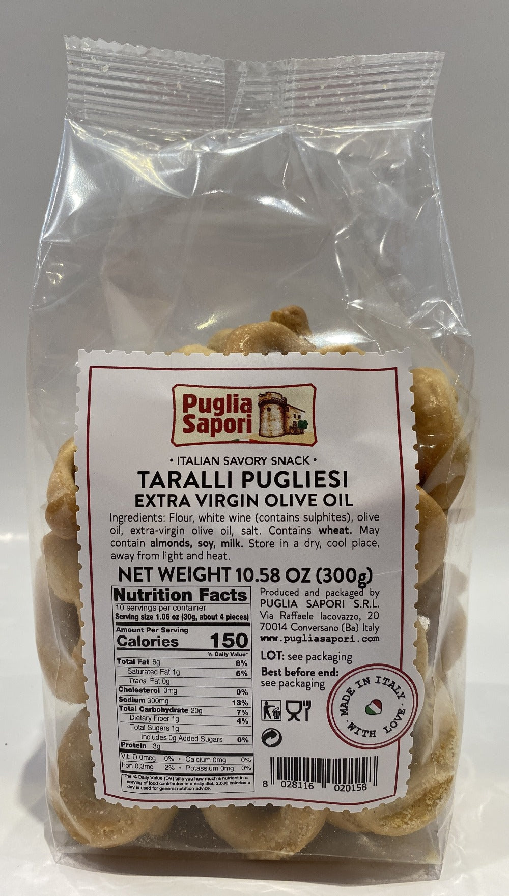 Puglia Sapori -Taralli With Extra Virgin Olive Oil - 300g (10.58 oz)
