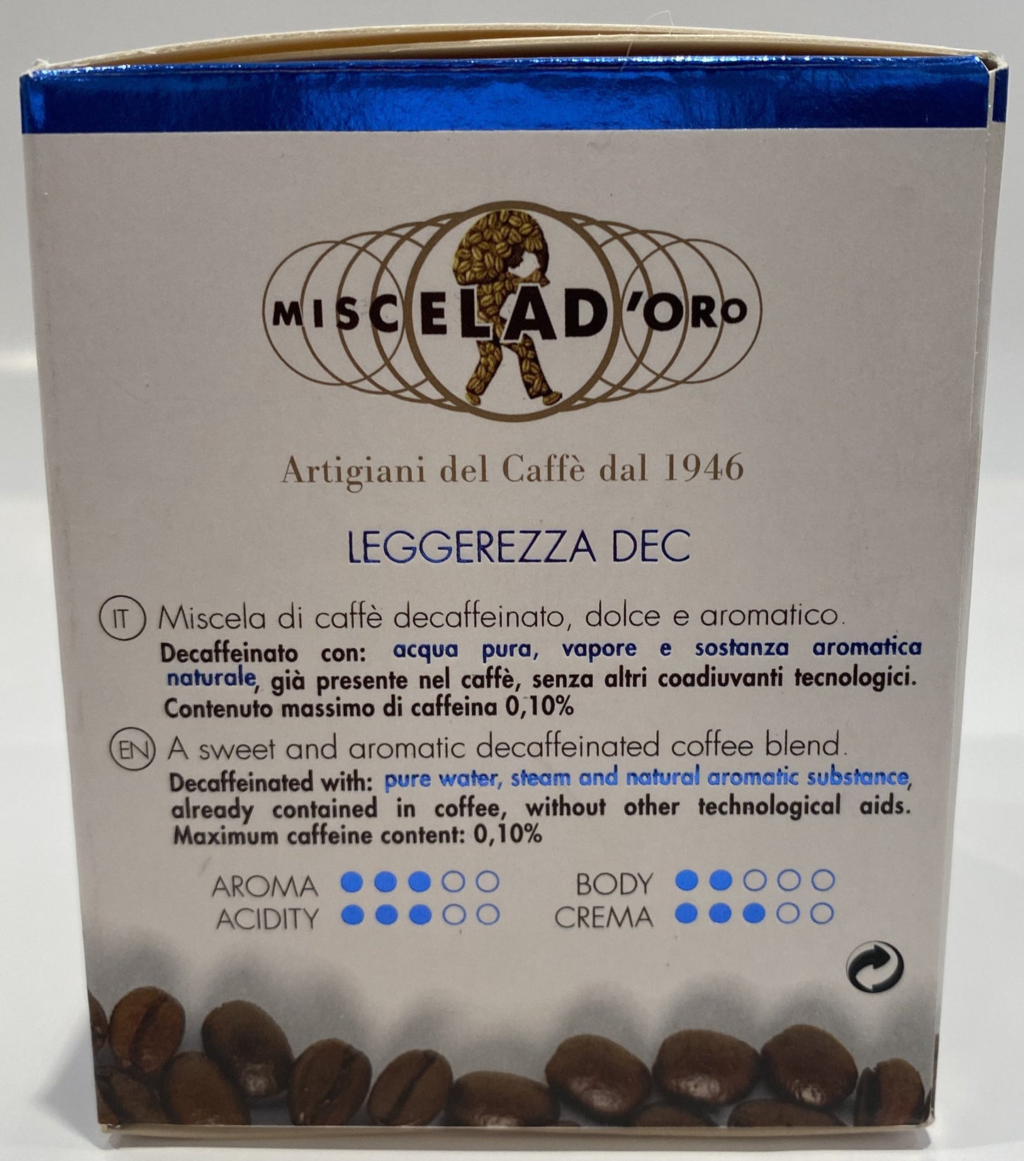 Miscela d'Oro Espresso Decaf Capsules - 10/Bag - Compatible with Nespresso® Machines