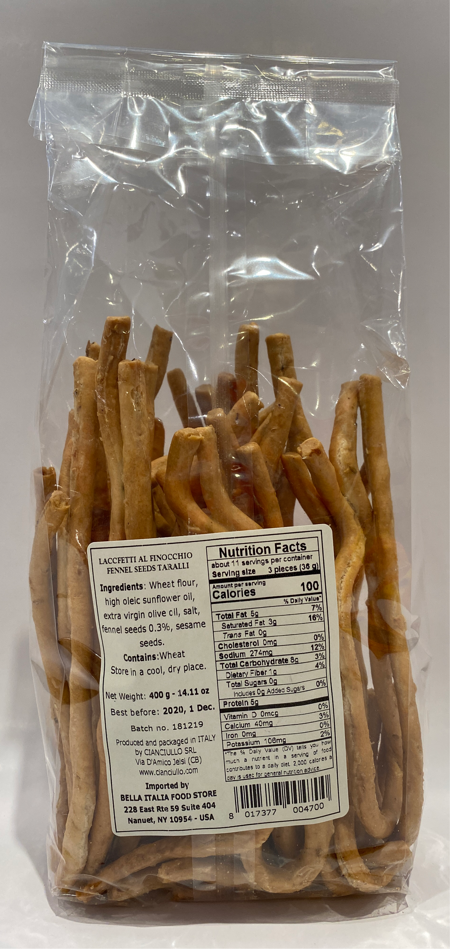 Cianciullo - Taralli Laccetti Al Finocchio - 14.11 oz