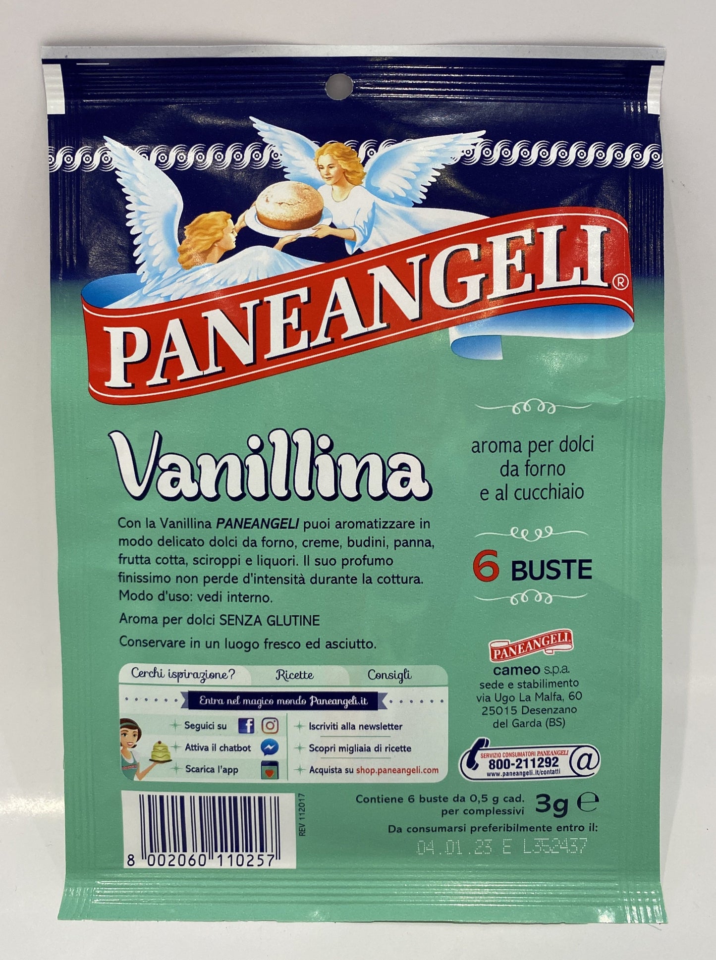 Paneangeli - Vanillina - 6 Packets - 0.10 oz Each