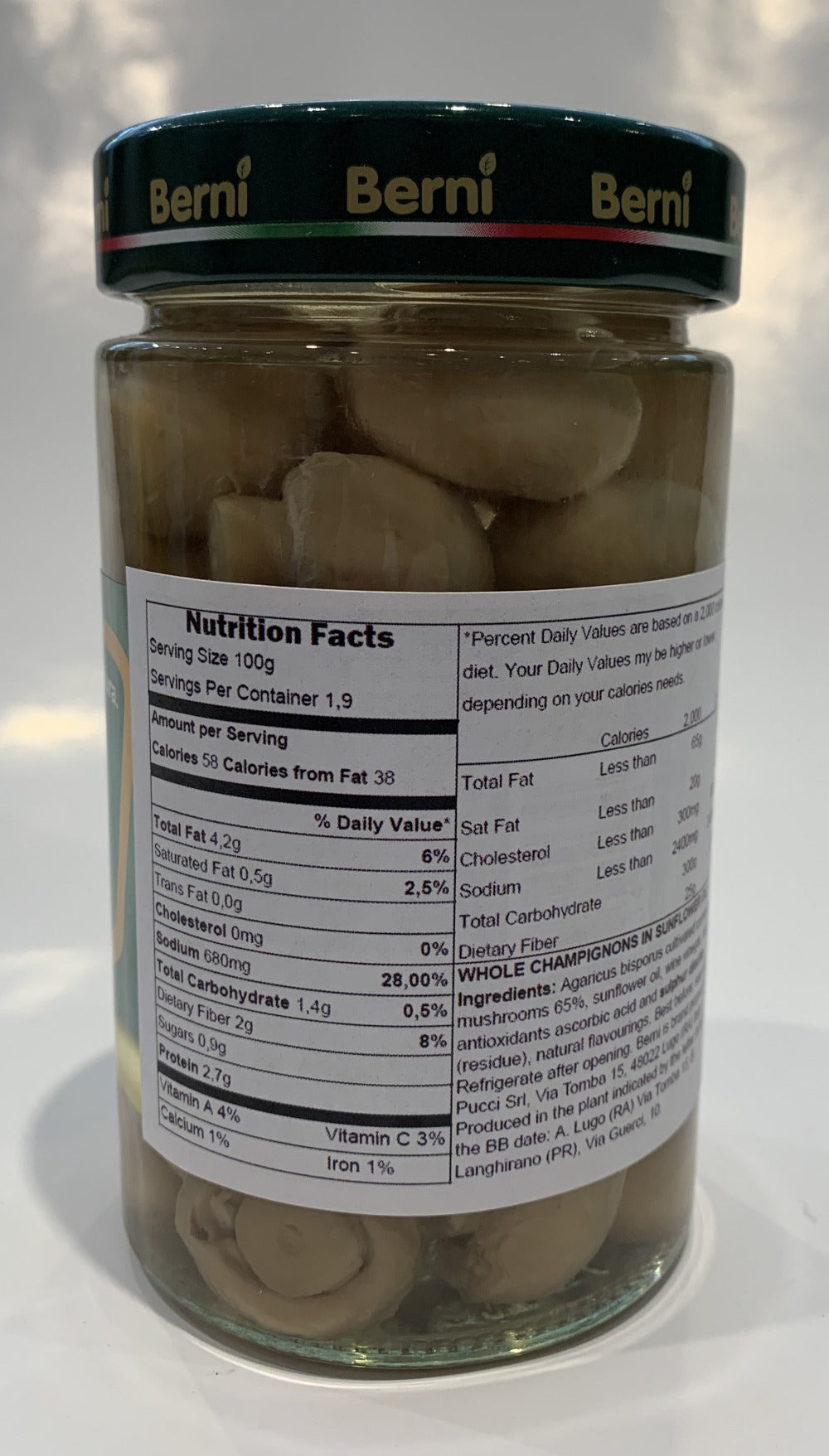 Berni - Funghi Champignon Sottolio - 10.23 oz