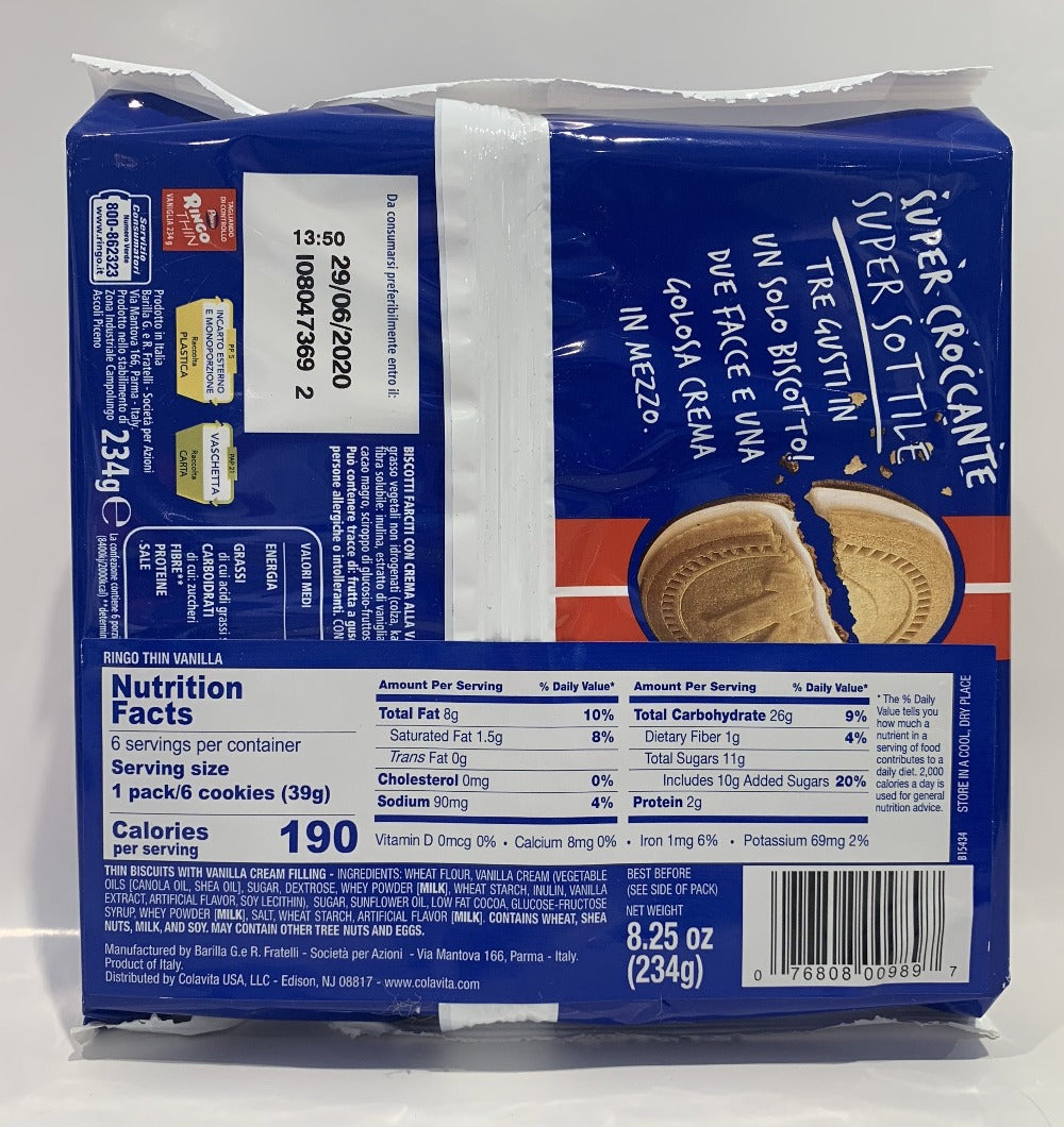 Ringo - Thin Vaniglia - 6 packs - 234g (8.25 oz)