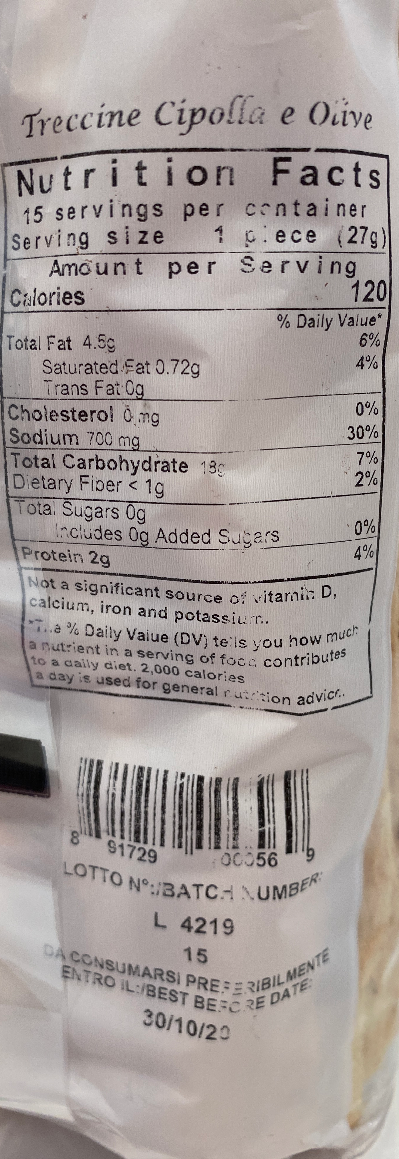 Colacchio - Treccine Cipolla e Olive - 14.11 oz