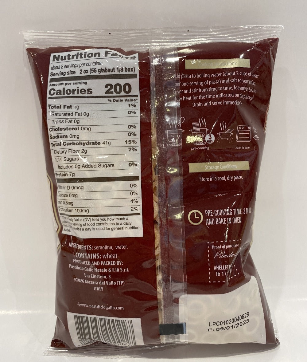 Primeluci - Anelletti # 22 - 454g (16 oz)