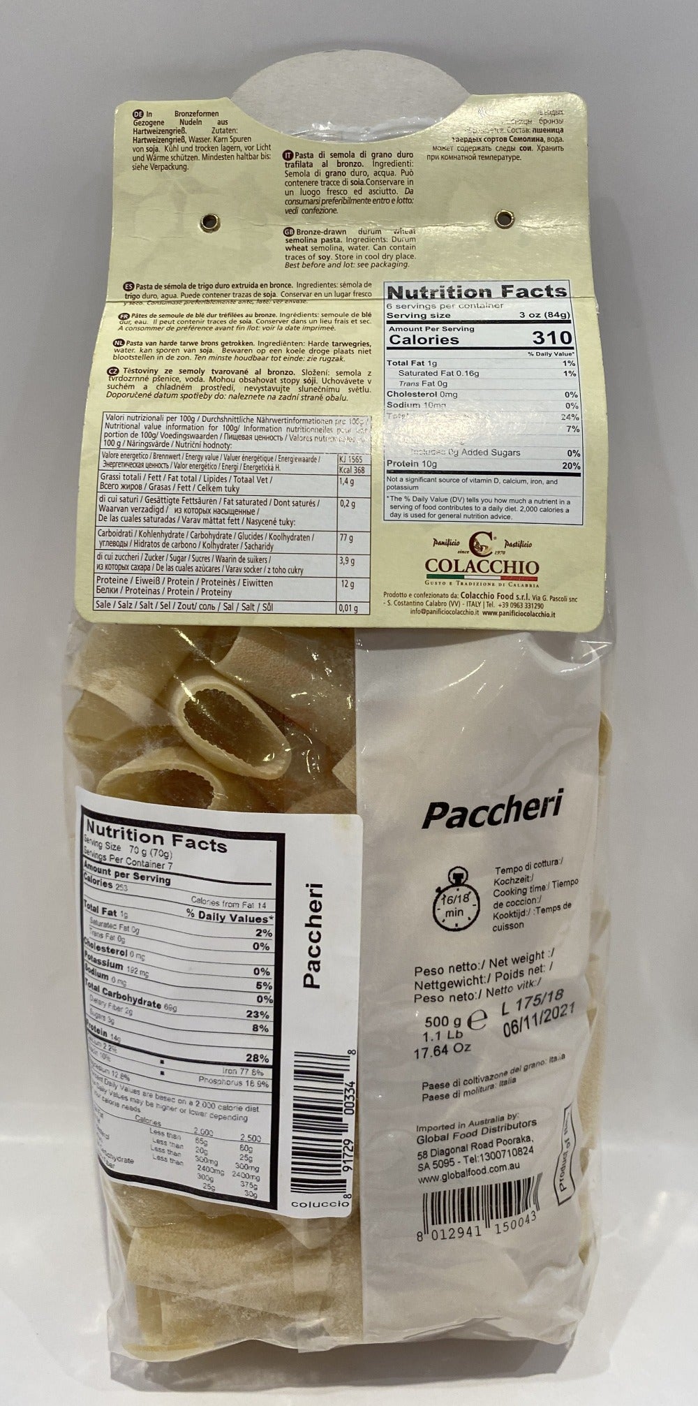 La Pasta Di Mamma Isa - Colacchio Paccheri - 17.64 oz