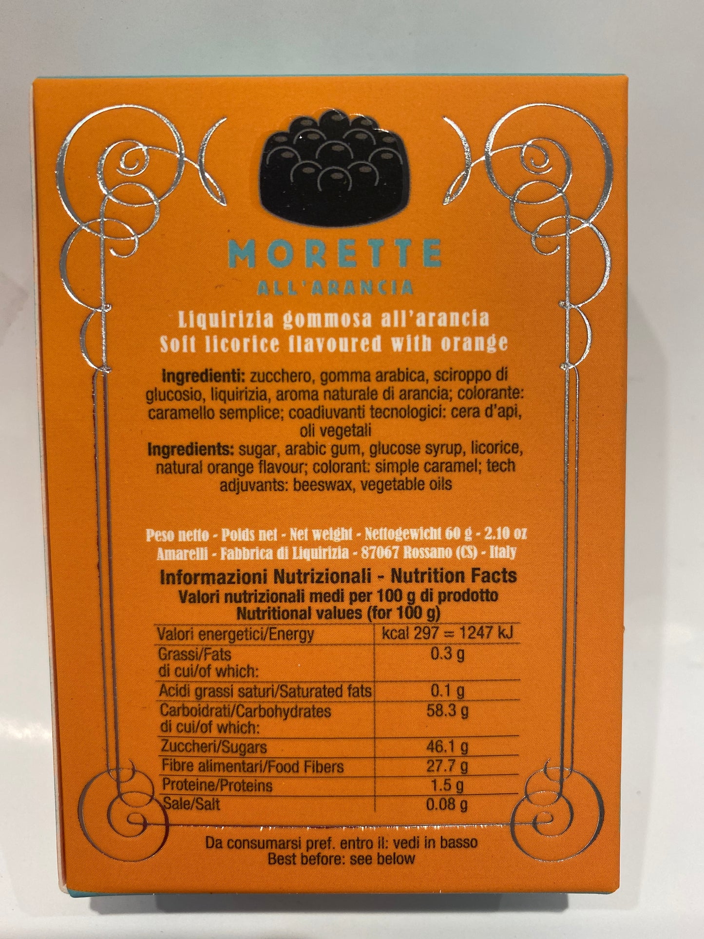 Amarelli - Morette - Liquirizia All'arangia Licorice - 2.10 oz