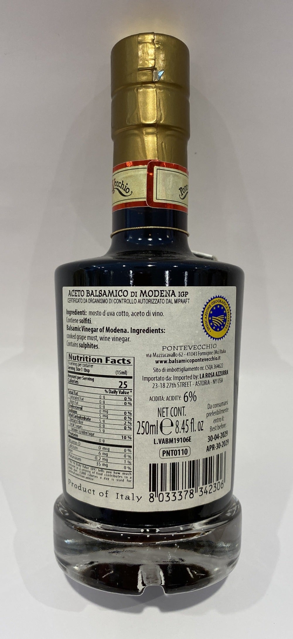 Ponte Vecchio - Aceto Balsamico Di Modena IGP - 8.45 fl oz