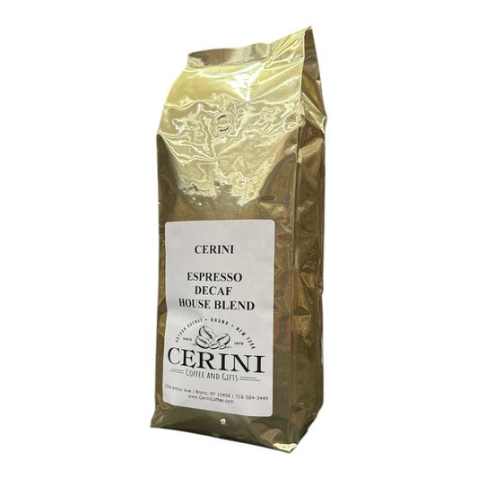 Cerini Coffee - House Blend Decaf - Espresso Whole Beans - 2.2lb Bag (Swiss Water Decaf)