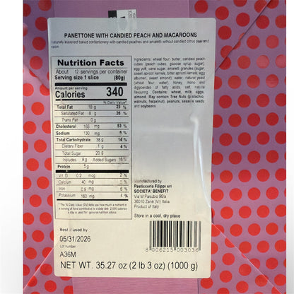 Filippi - Panettone - Pesca e Amaretti - 1000g (2.2lb)