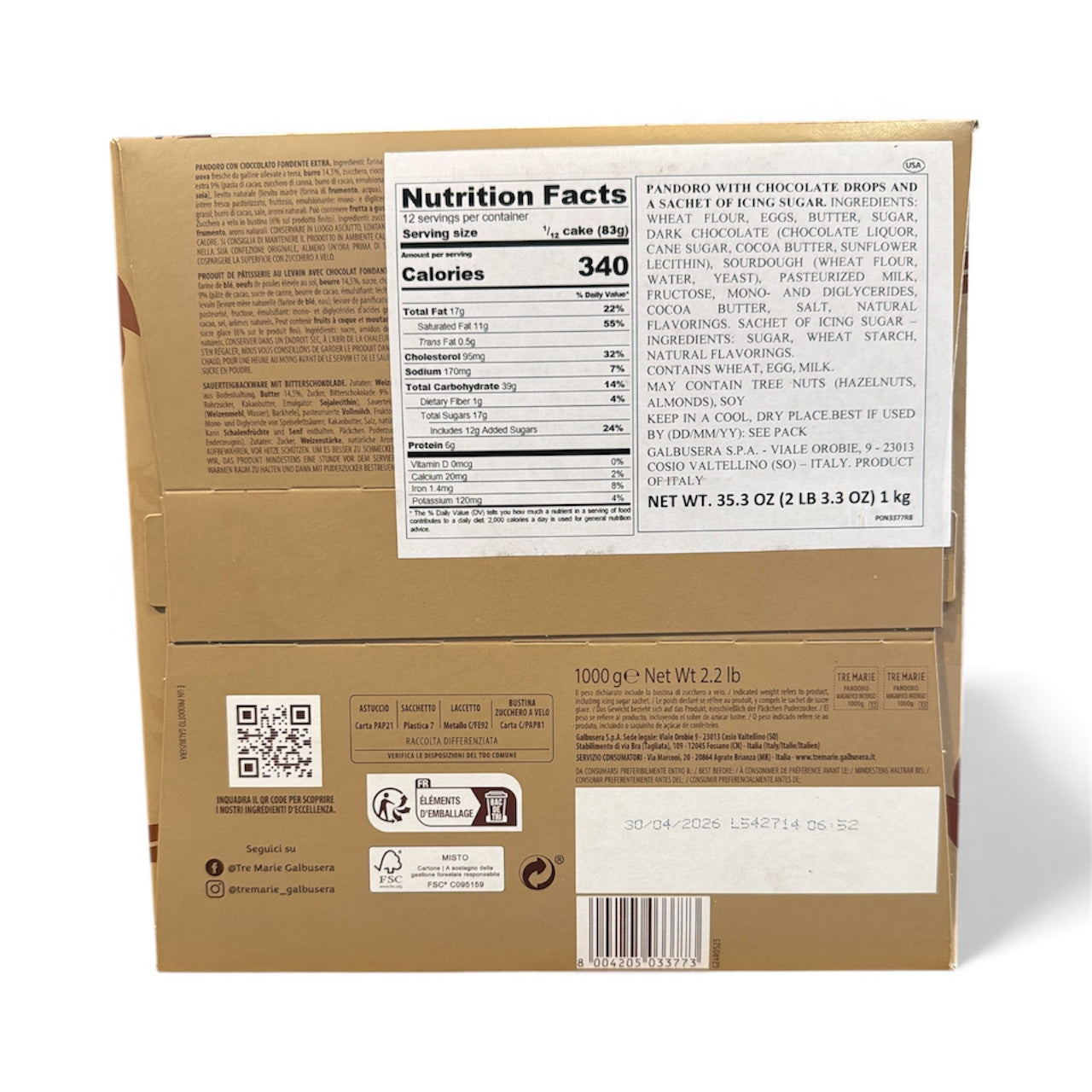Tre Marie - Pandoro Cioccolato 1 kg (2.2 LBS)