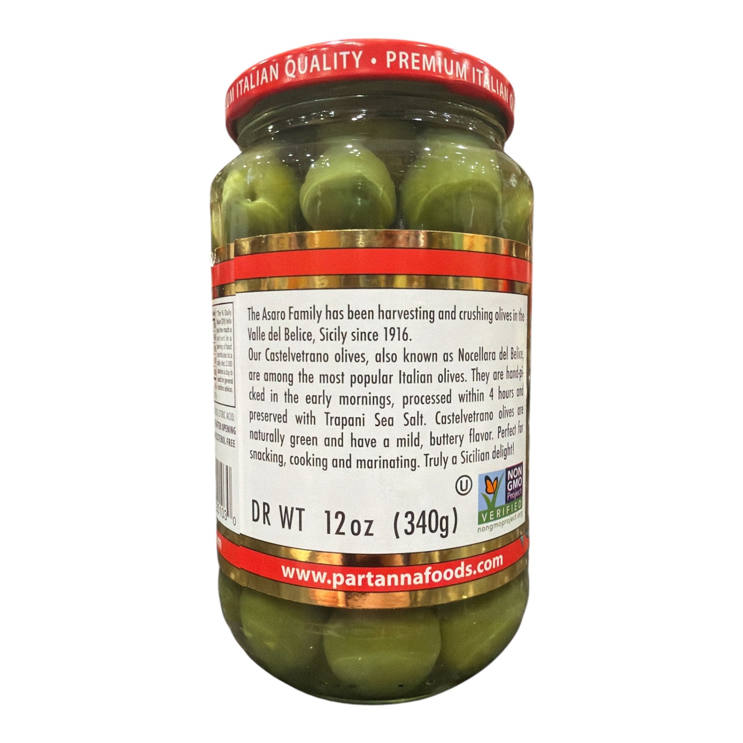 Partanna - Castelvetrano  - Whole - Green Olives - 340g ( 12oz)
