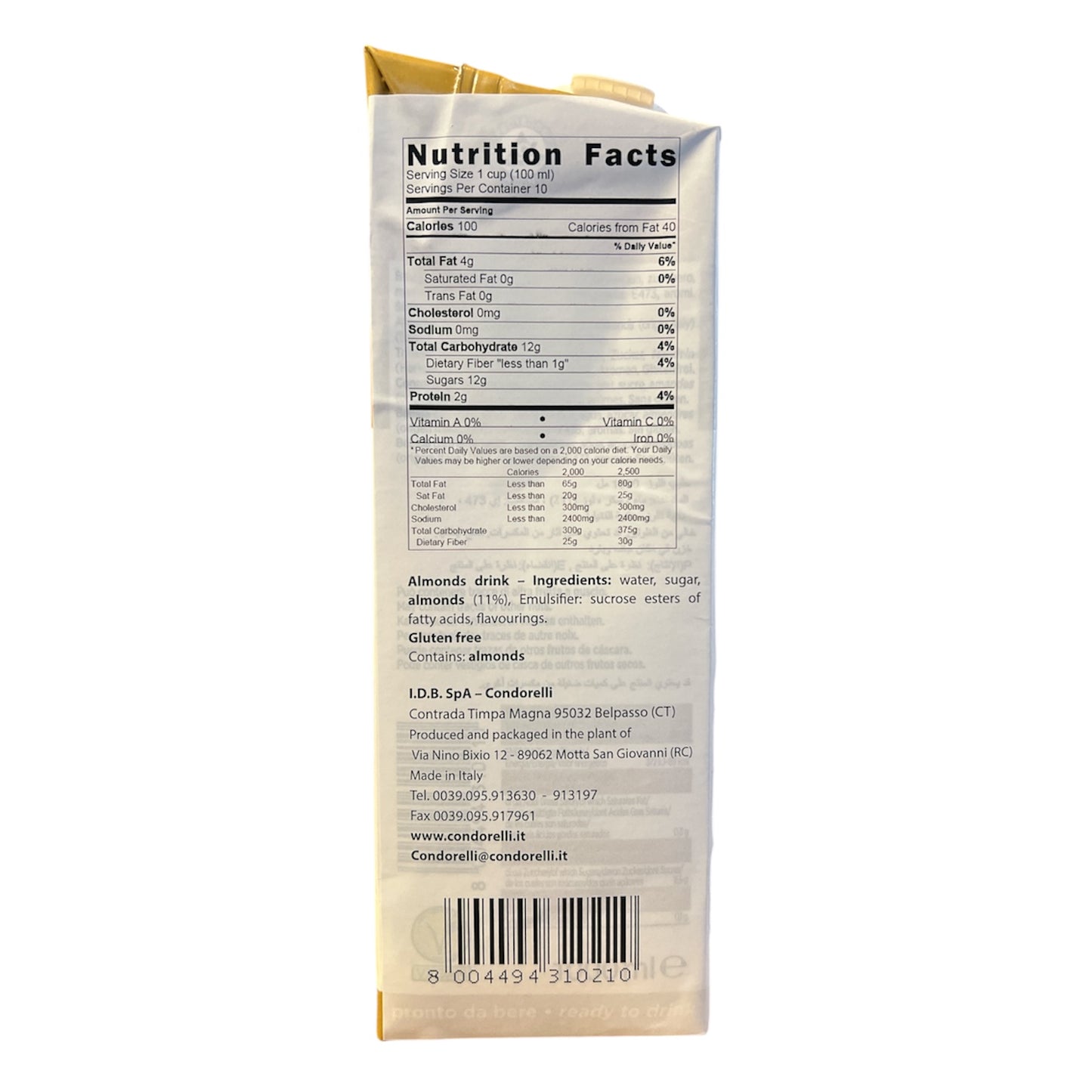 Condorelli - Latte Di Mandorla - Almond Drink - 1000ml (33.814 fl)