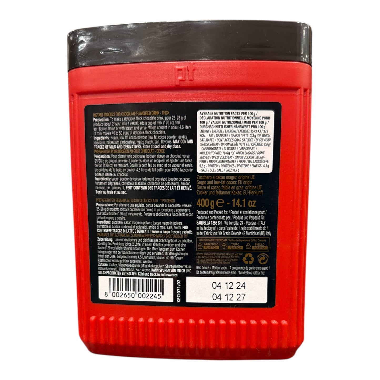 Saquella - Bar Italia Hot Chocolate - 400g (14.1oz)