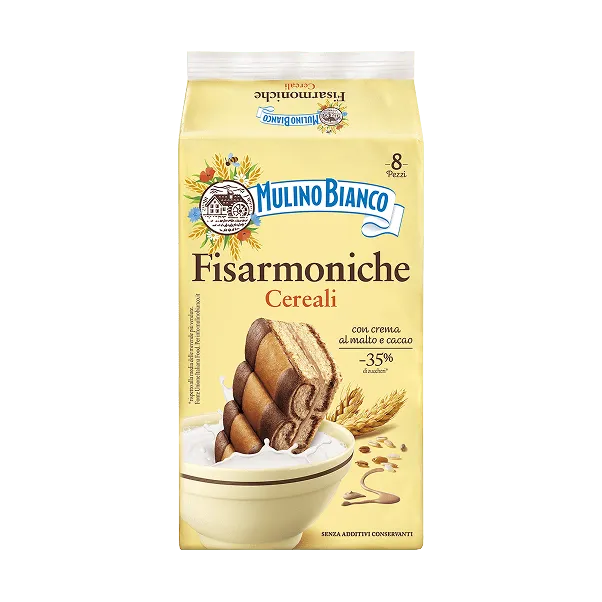 Mulino Bianco - Fisarmoniche Cereali - Con Crema di Malto e Cacao - 8 pcs