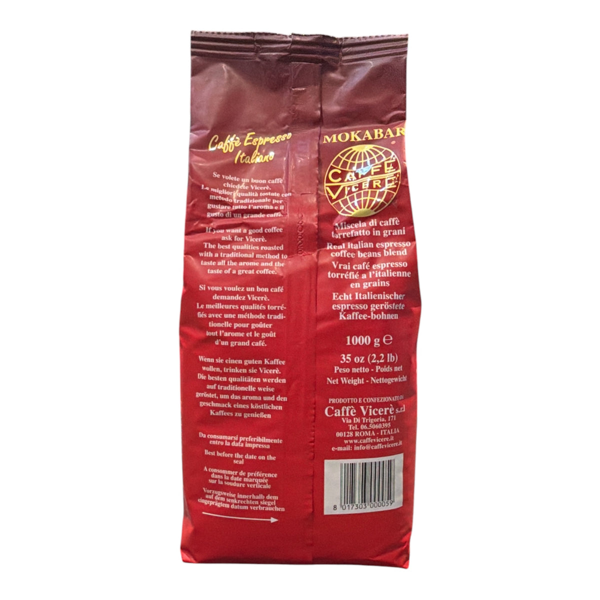 Caffe Vicere - MokaBar - Espresso Whole Beans - 2.2lb Bag