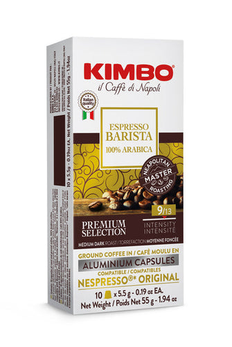 Kimbo Barista 100% Arabica (#9) - Espresso Capsules - 10 Capsules ( Aluminum) - Compatible with Nespresso® Machines