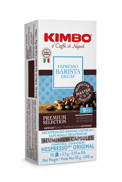 Kimbo Decaf (#9) - Espresso Capsules - 10 Capsules - Compatible with Nespresso® Machines