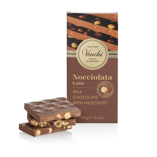 Venchi - Cioccolato Al Latte Con Nocciole - 100g (3.52 oz)