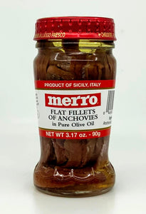 Merro - Flat Filetts Of Anchovies in Pure Olive Oil - 90g (3.17 oz)