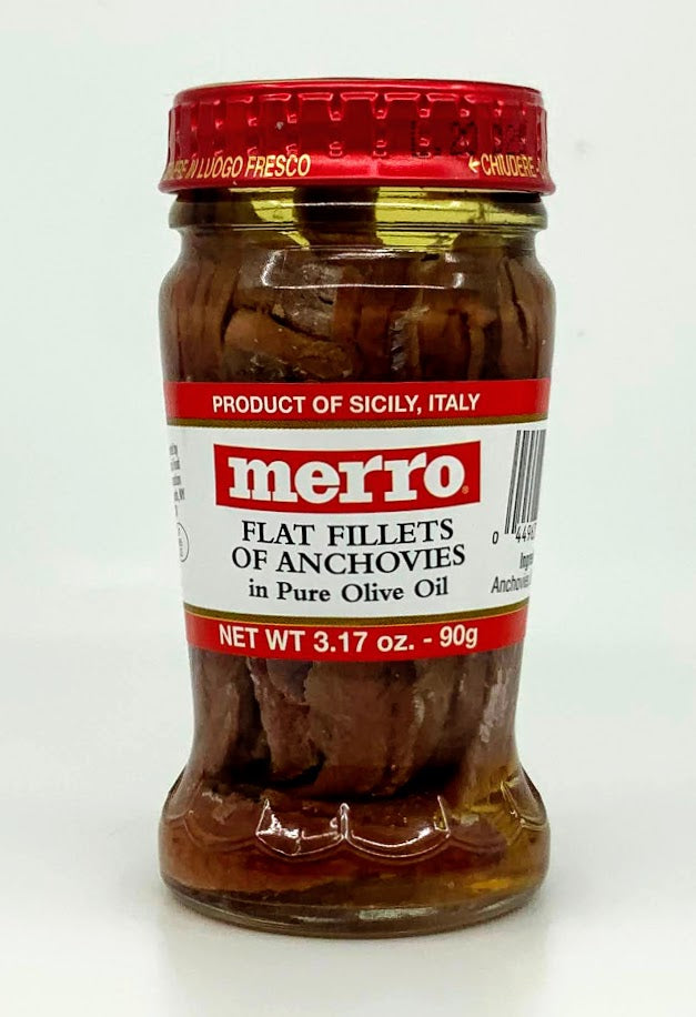 Merro - Flat Filetts Of Anchovies in Pure Olive Oil - 90g (3.17 oz)