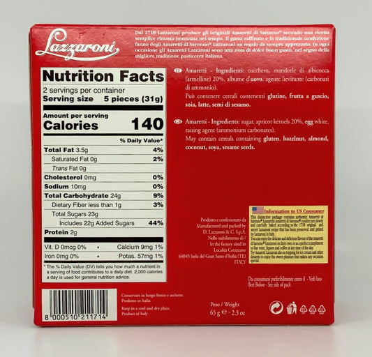 Lazzaroni - Amaretti di Saronno Window Box - 65g (2.3oz)