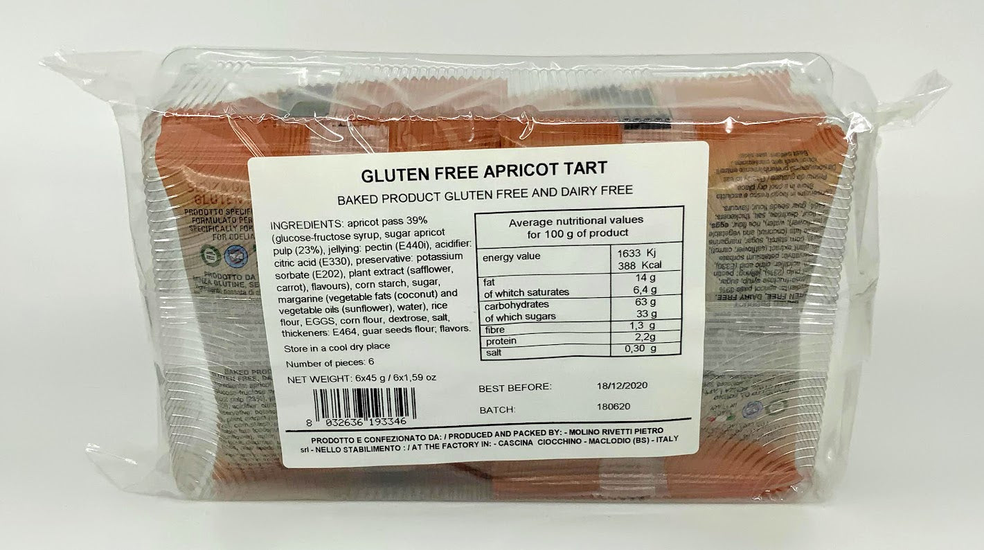 Rivetti - Crostantina Apricot - Milk Free - Gluten Free - (6 bags 45g each)