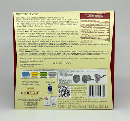 Borsari - Panettone Classico- 1000g (2.2 lb)