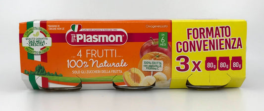 Plasmon - 4 Fruitti 100% Naturale - 240g (3x80g)