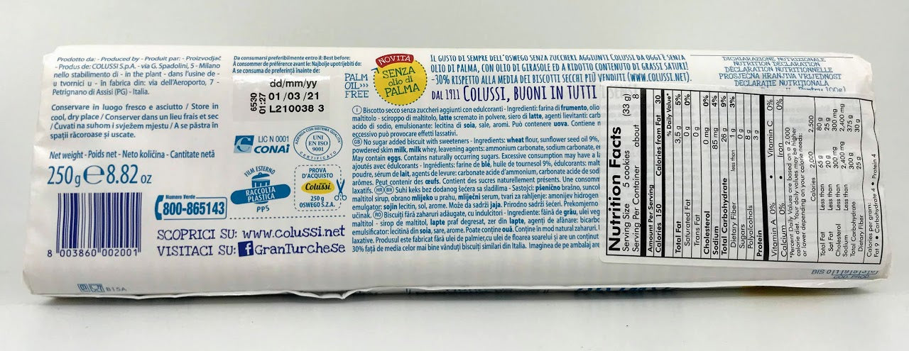Colussi - Oswego Senza Zuccheri Aggiunti - 250g (8.82oz)