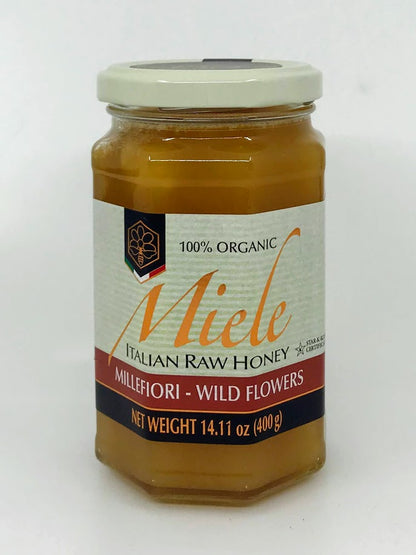 Adi Apicoltura - Miele Italian Organic Raw Honey - Milifiore - Wild Flowers - 400g (14.11 oz)