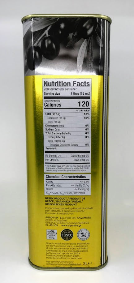 Iliada - Extra Virgin Olive Oil - 3 Liter