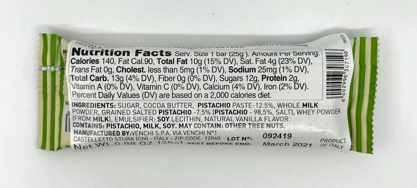 Venchi - Allegro Pistacchio Bar - 25g (0.88 oz)