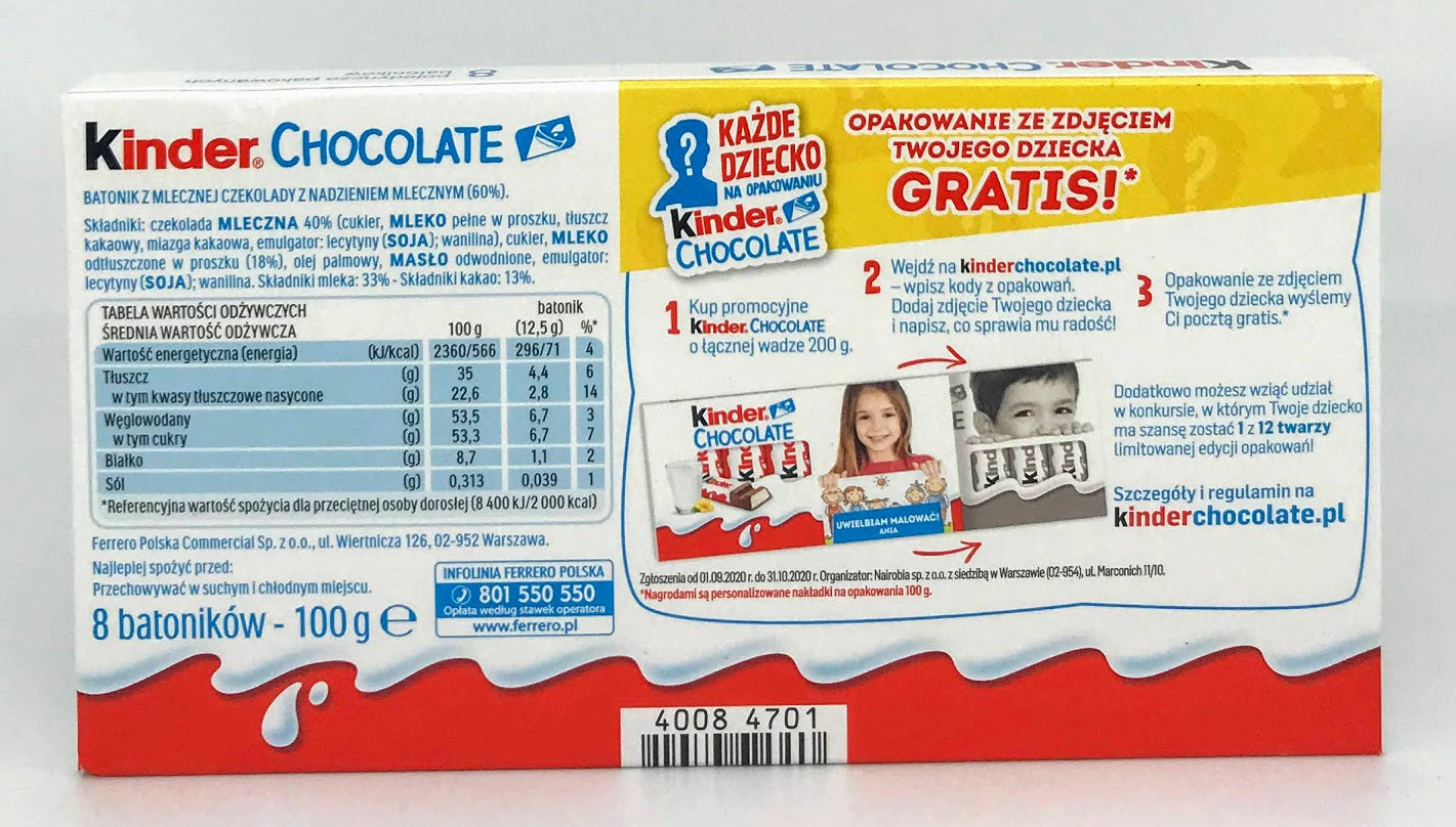 Kinder - Cioccolato 8 Bars - 100g